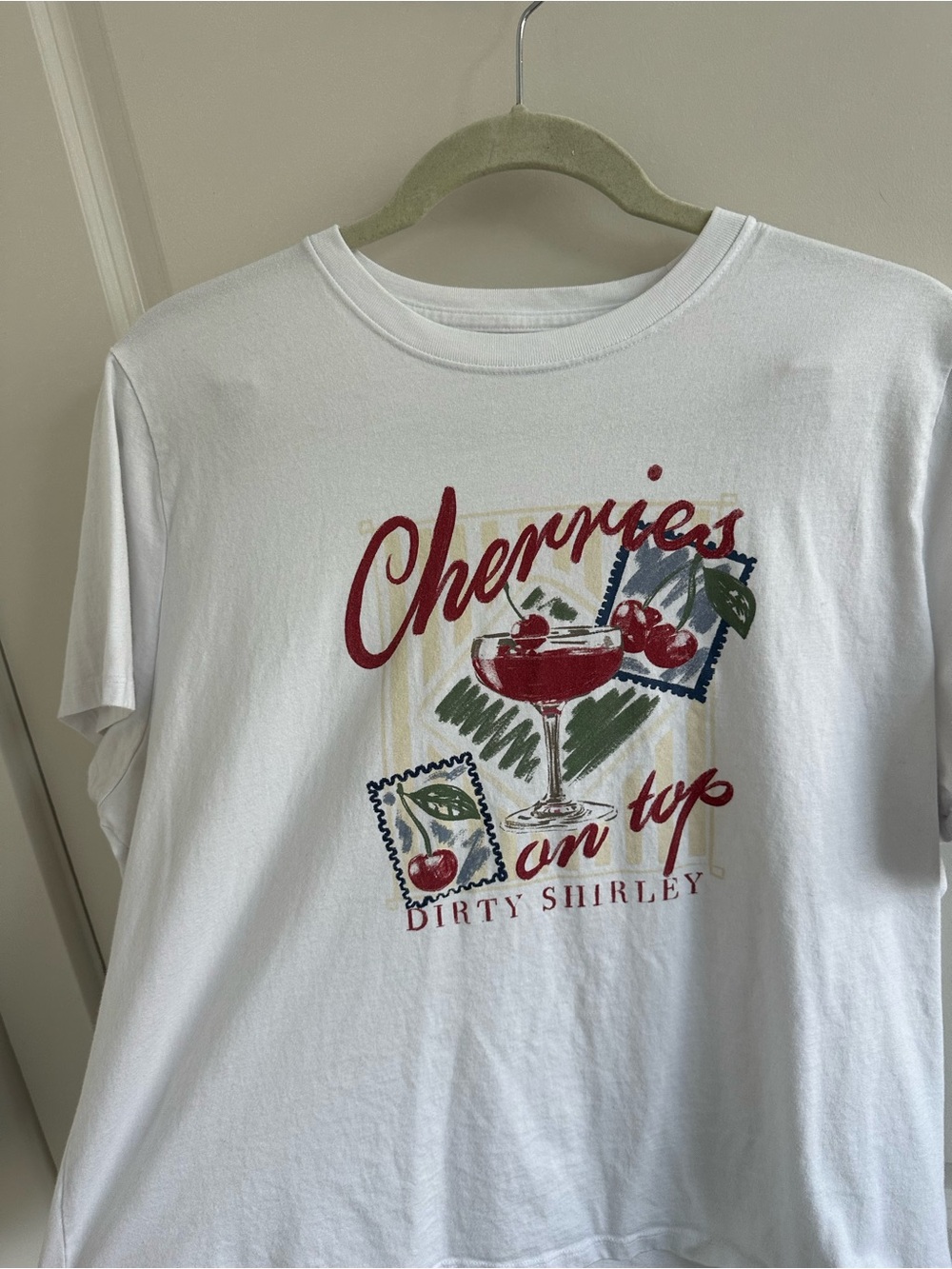 "Cherries on Top" Shirley Temple White Graphic Skimming Tee - Picture 2 of 3